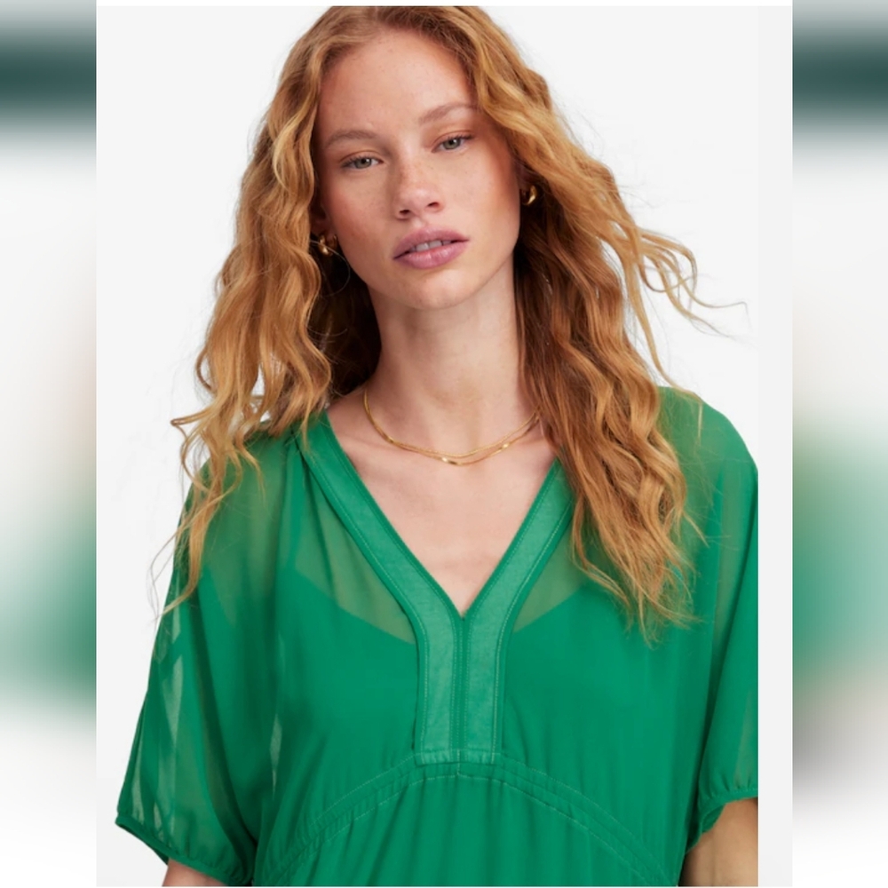 NWT Madewell Women's Sheer V-Neck Dolman Maxi Dress SzL $188 - Picture 5 of 9